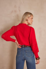 BAILA RED EMBROIDERED COTTON BLOUSE