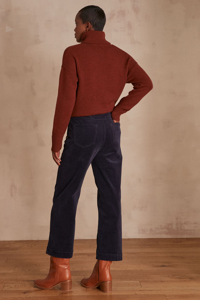 MOSS INK BLUE CORDUROY TROUSERS