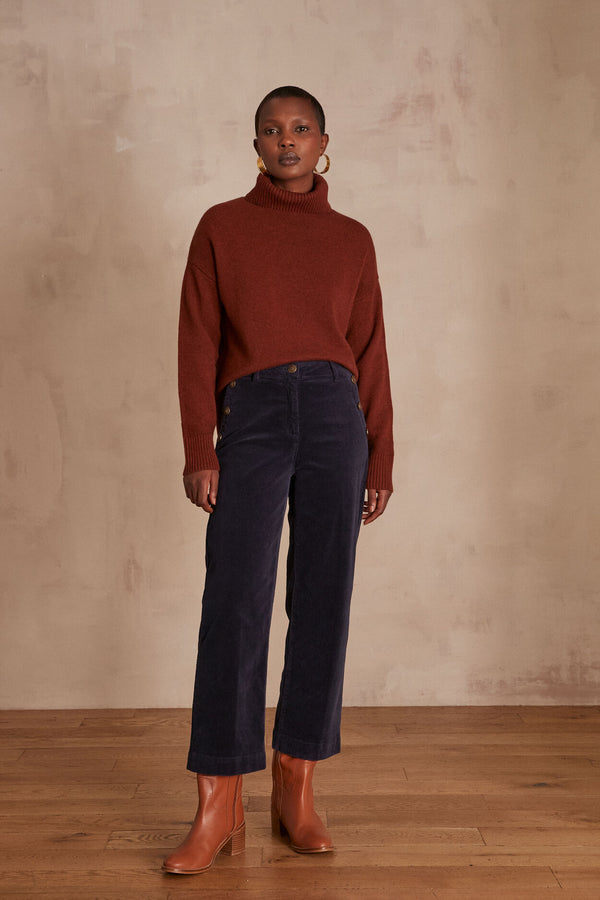 MOSS INK BLUE CORDUROY TROUSERS