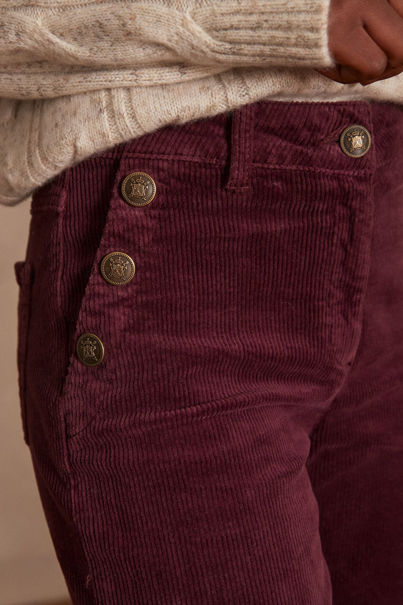 MOSS BURGUNDY CORDUROY TROUSERS