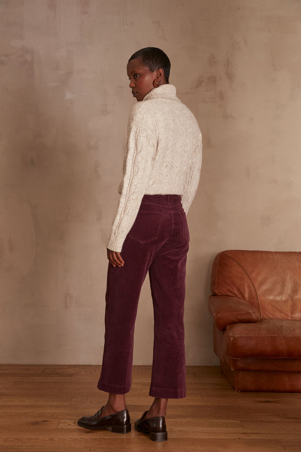 MOSS BURGUNDY CORDUROY TROUSERS