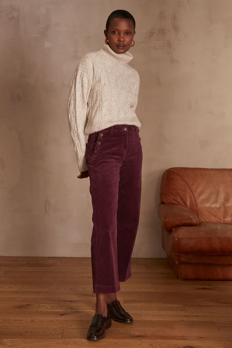 MOSS BURGUNDY CORDUROY TROUSERS