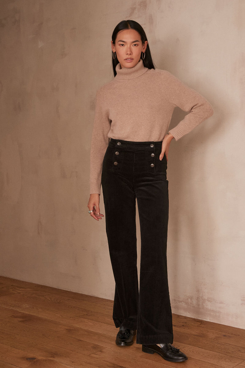 OXAN BLACK CORDUROY TROUSERS