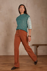 SANDY CARAMEL WIDE-LEG TROUSERS