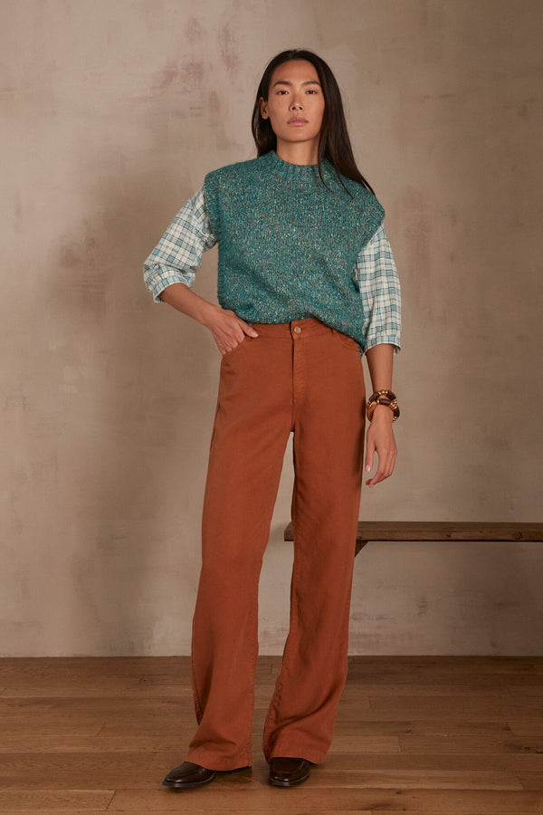 SANDY CARAMEL WIDE-LEG TROUSERS