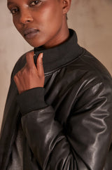 SIDNEY BLACK REVERSIBLE LEATHER JACKET