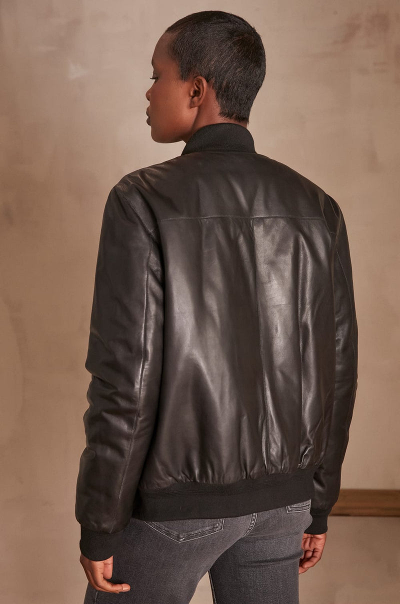 SIDNEY BLACK REVERSIBLE LEATHER JACKET