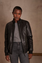 SIDNEY BLACK REVERSIBLE LEATHER JACKET