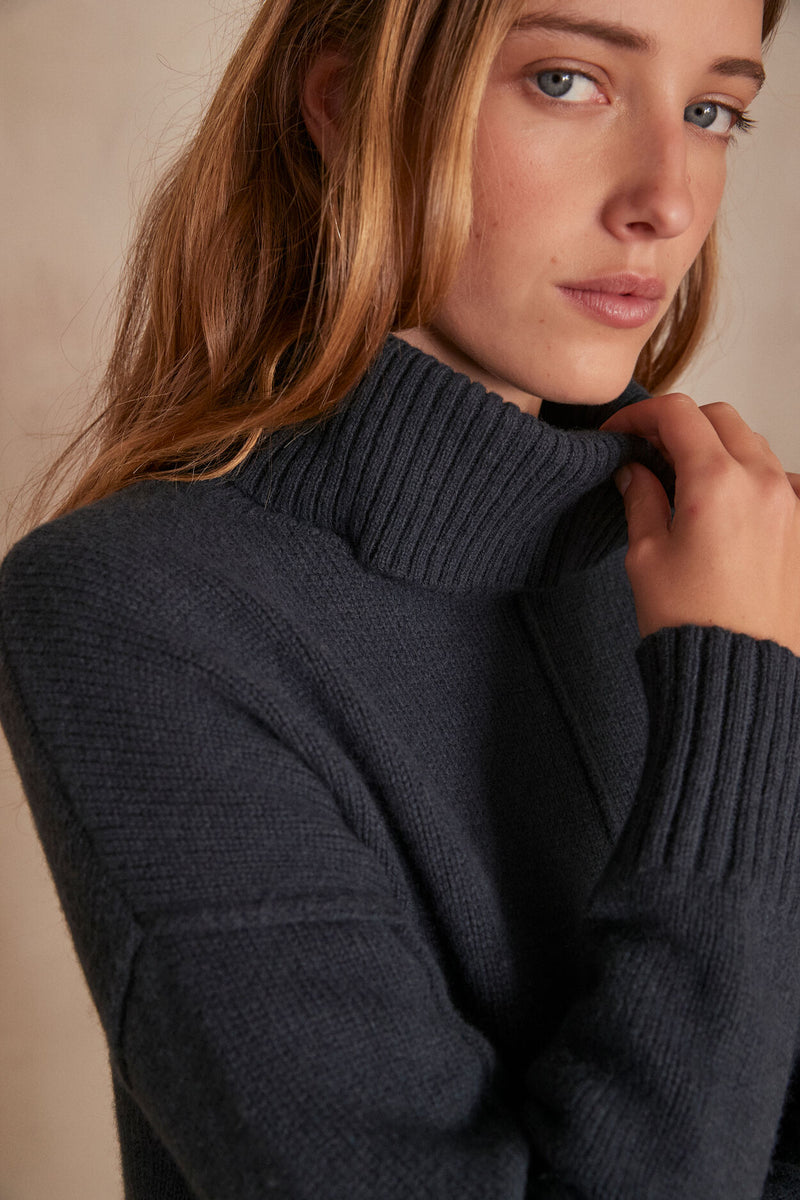 ANDREA DARK TEAL TURTLENECK JUMPER