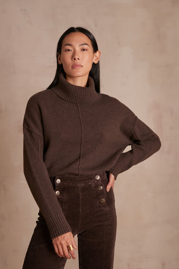 ANDREA DARK BROWN TURTLENECK JUMPER