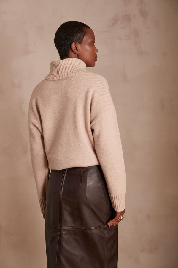 ANDREA LIGHT TAUPE TURTLENECK JUMPER