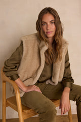 SUZANNE BEIGE FAUX FUR VEST