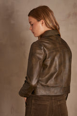 DONNA KHAKI SHORT LEATHER JACKET