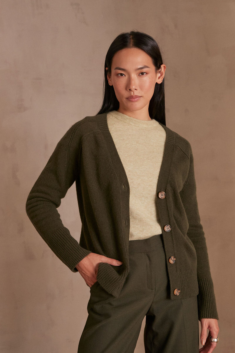 CARLITO GREEN WOOL CARDIGAN