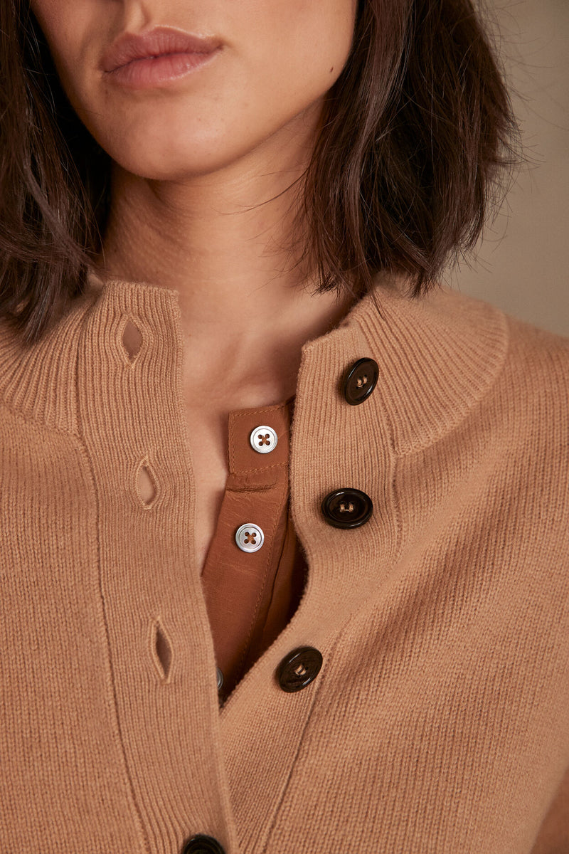 CHRIS CAMEL WOOL CARDIGAN