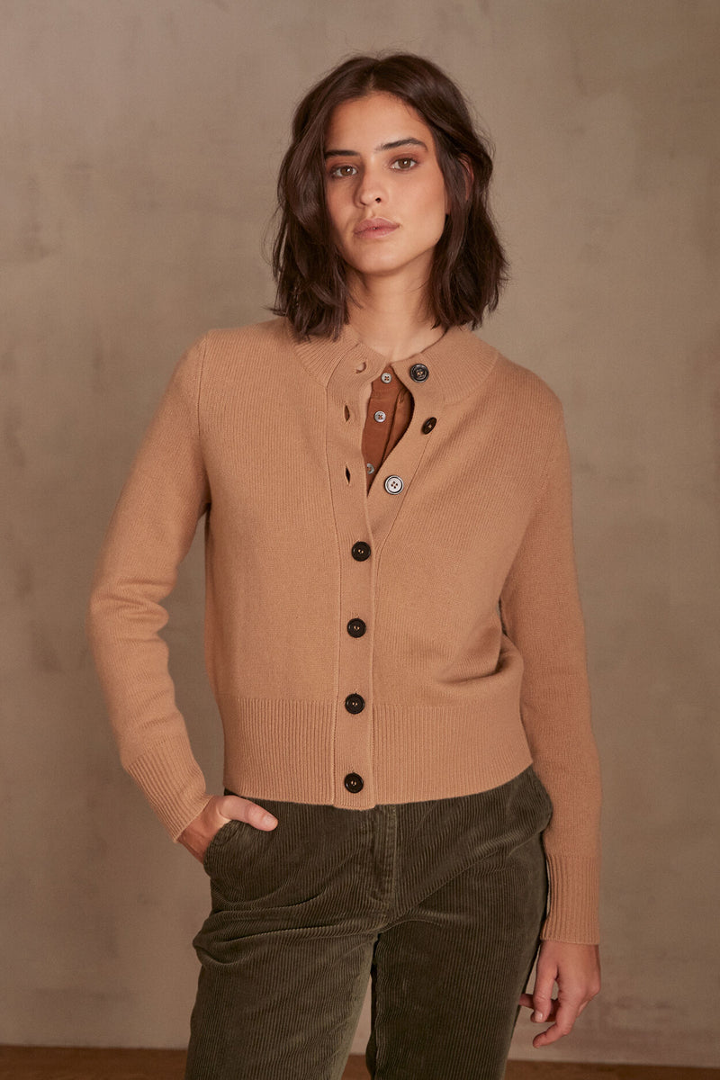 CHRIS CAMEL WOOL CARDIGAN