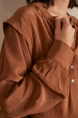 BRADLEY CAMEL SATIN FEEL BLOUSE