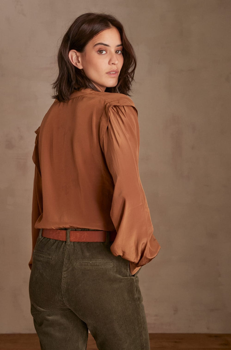 BRADLEY CAMEL SATIN FEEL BLOUSE