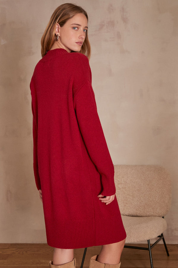 MARIA RED WOOL DRESS