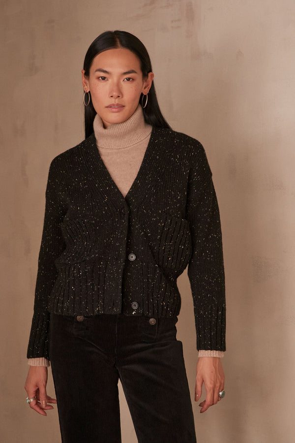 CONSTANT TEXTURED KNIT SPECKLED CARDIGAN