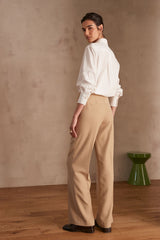 OXAN BEIGE WIDE-LEG TROUSERS