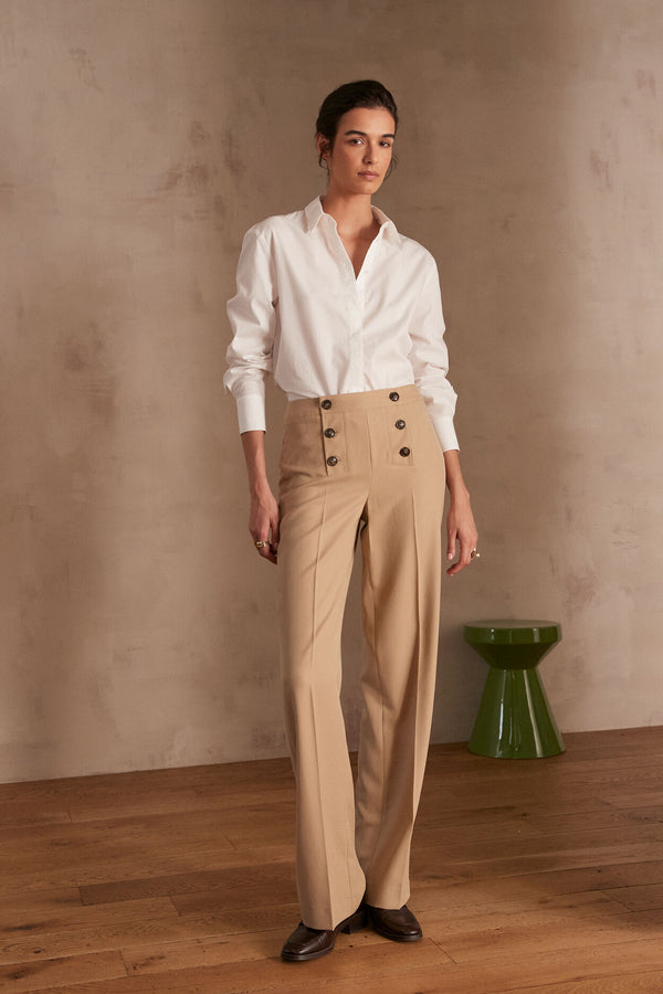 OXAN BEIGE WIDE-LEG TROUSERS