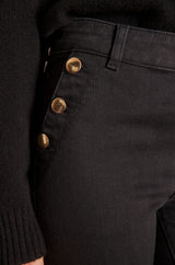 NINON BLACK FLARED MICROFIBER TROUSERS