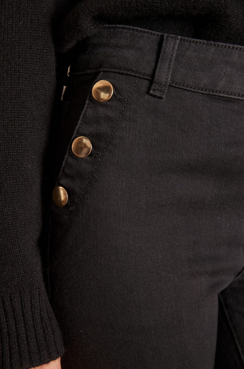 NINON BLACK FLARED MICROFIBER TROUSERS