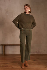 OXAN KHAKI WIDE-LEG TROUSERS