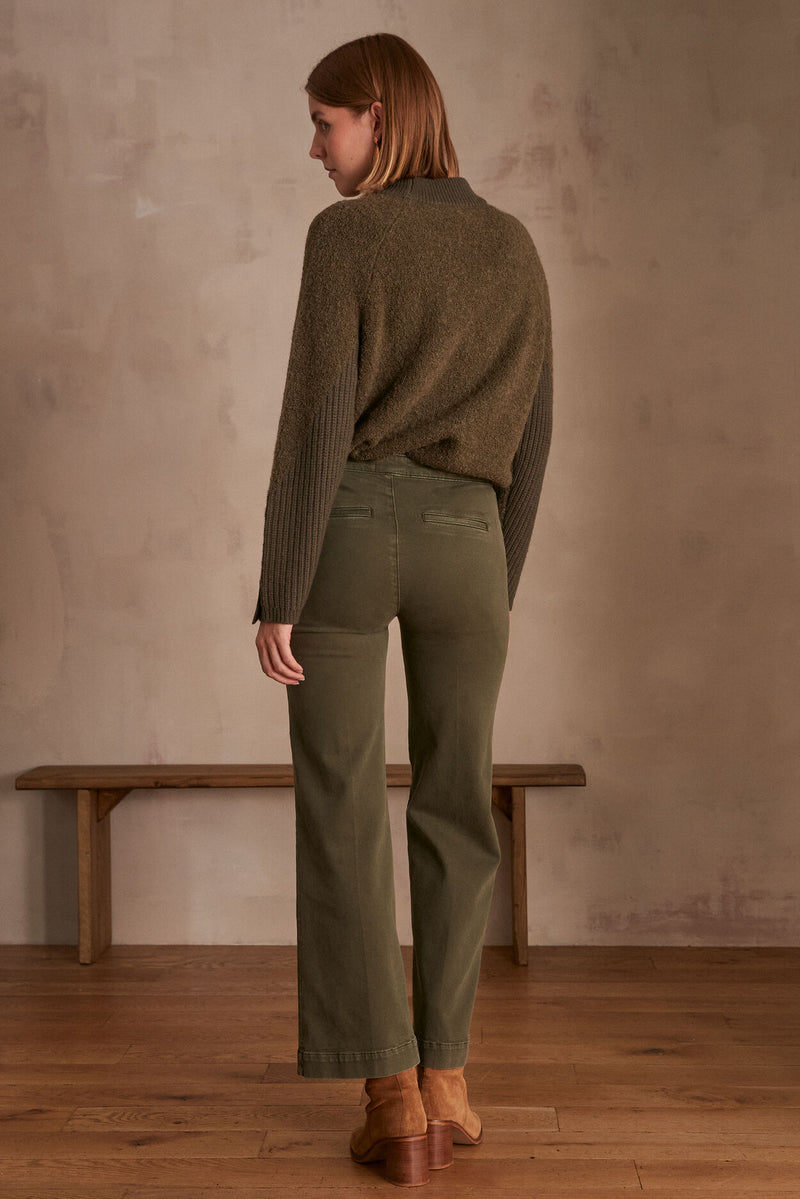 OXAN KHAKI WIDE-LEG TROUSERS