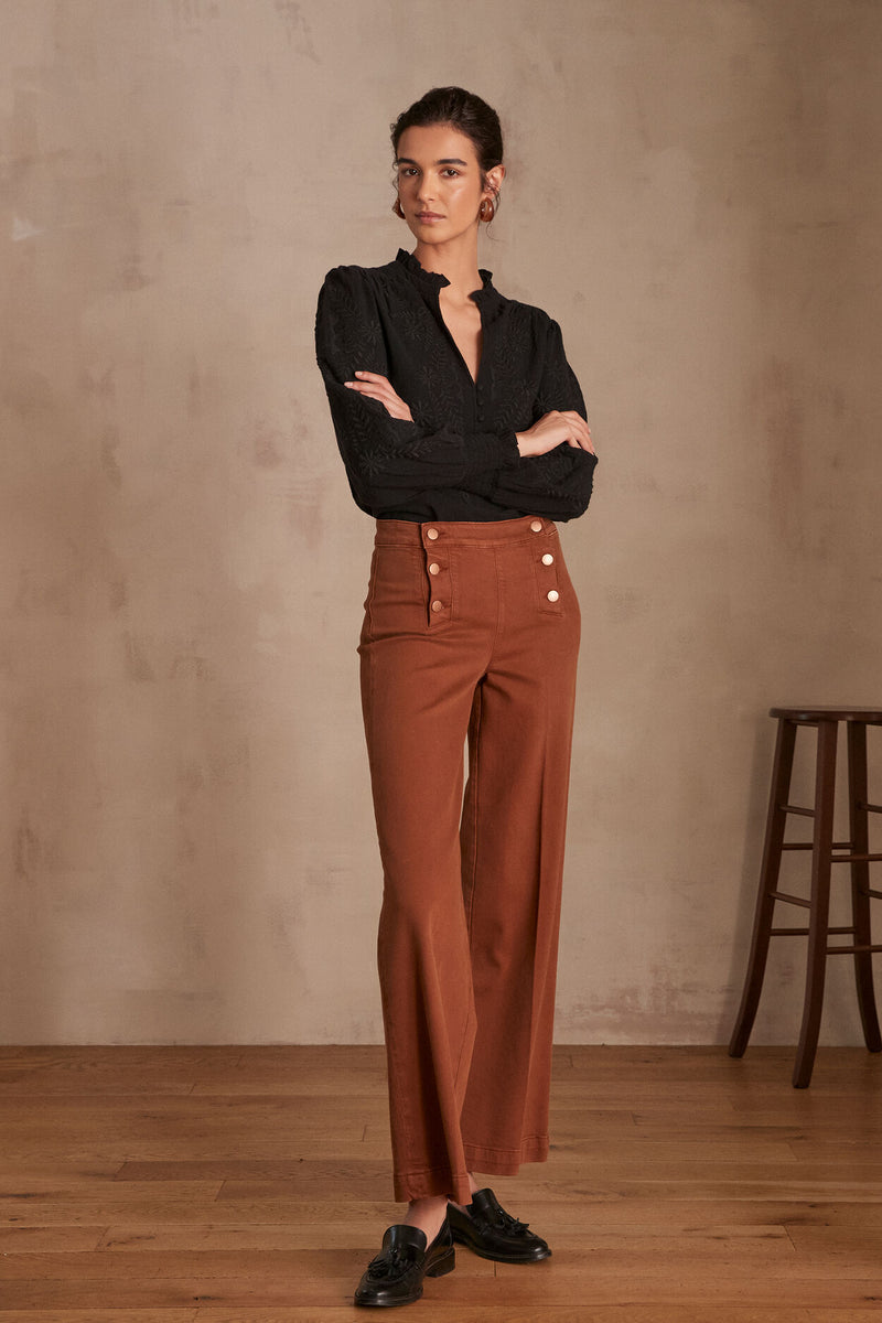 OXAN OCHER WIDE-LEG TROUSERS