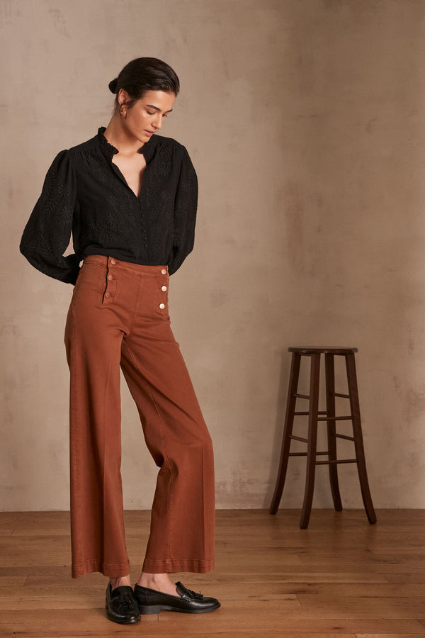 OXAN OCHER WIDE-LEG TROUSERS