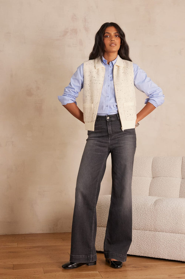 LISA BLACK WIDE-LEG JEANS