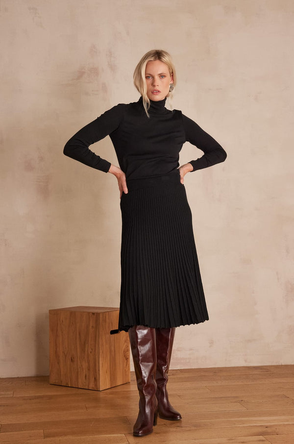 ELISA BLACK KNITTED SKIRT