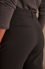 NINON BLACK FLARED MICROFIBER TROUSERS