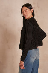 CHARLOTTE FUZZY LUREX SLEEVELESS CARDIGAN