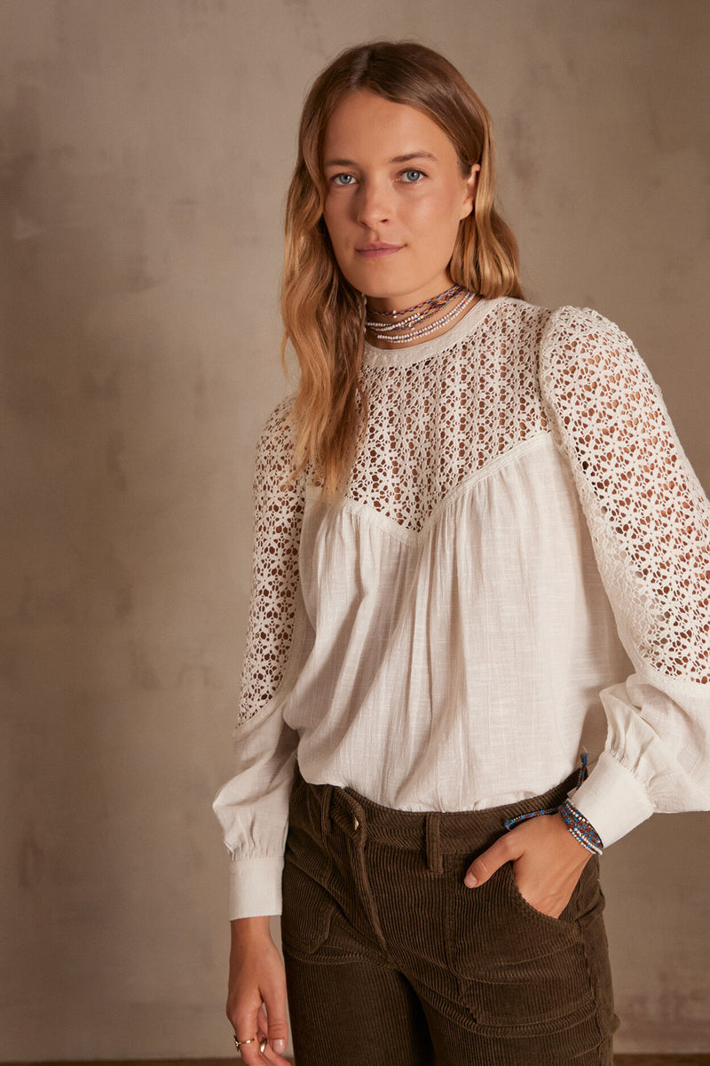 BENJAMINE FLORAL LACE DETAIL BLOUSE