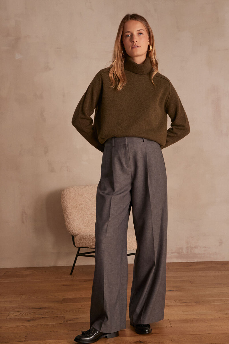 FLAUBERT GREY WIDE-LEG TAILORED TROUSERS