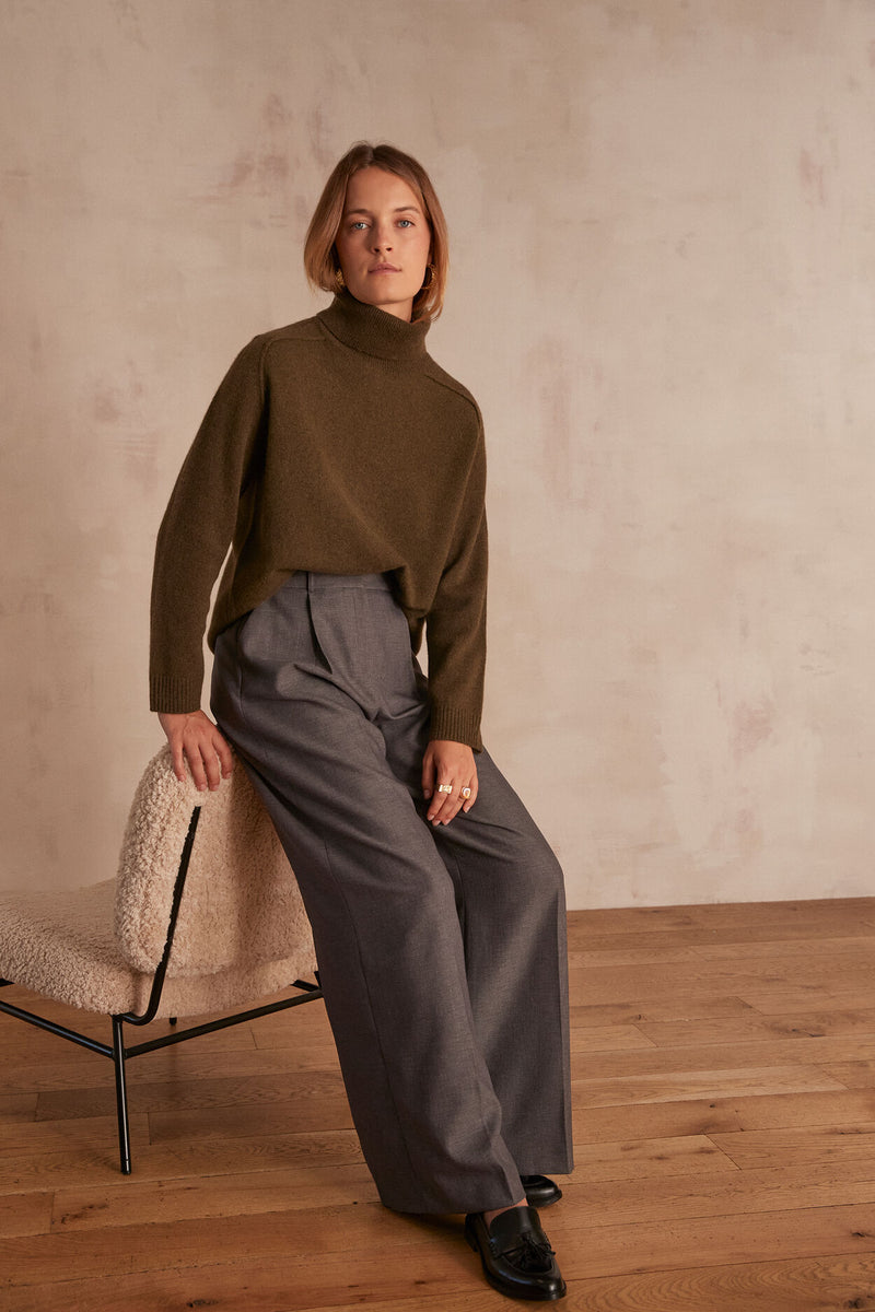 FLAUBERT GREY WIDE-LEG TAILORED TROUSERS