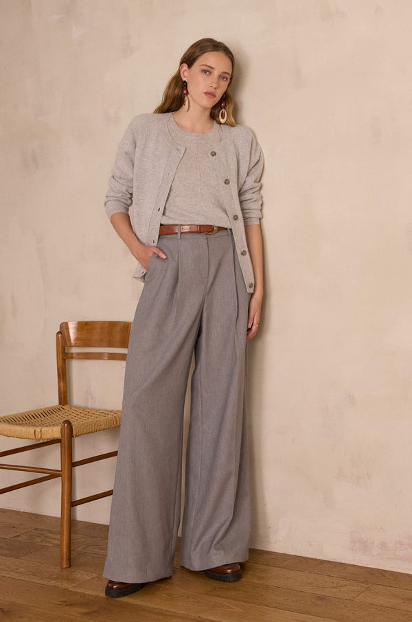 FLAUBERT GREY WIDE-LEG TAILORED TROUSERS