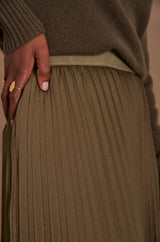 ESTHER KHAKI PLEATED SKIRT