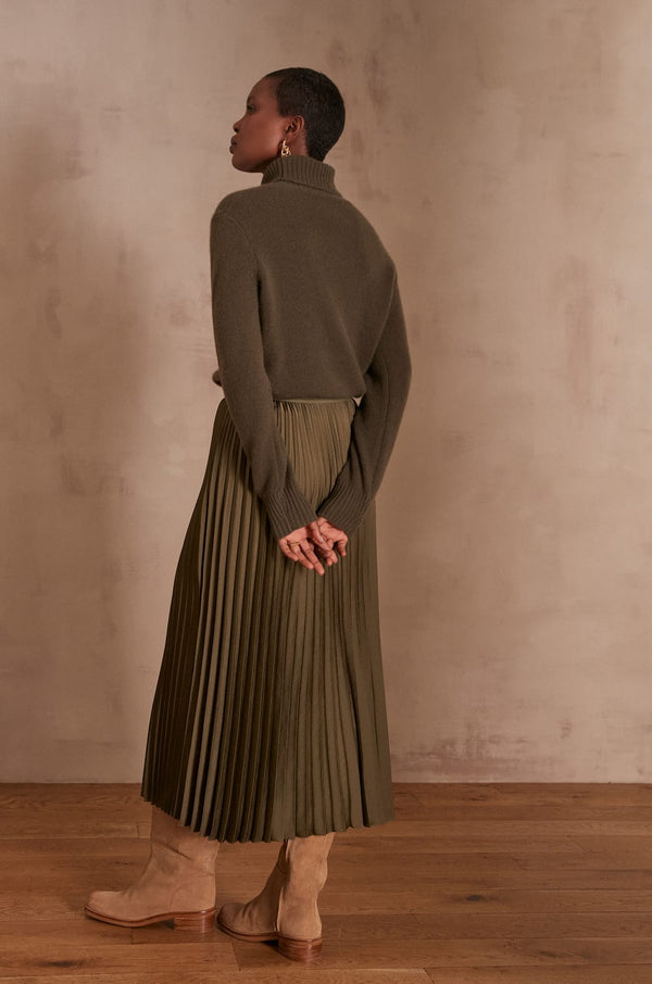 ESTHER KHAKI PLEATED SKIRT