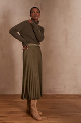 ESTHER KHAKI PLEATED SKIRT