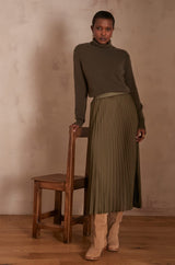 ESTHER KHAKI PLEATED SKIRT