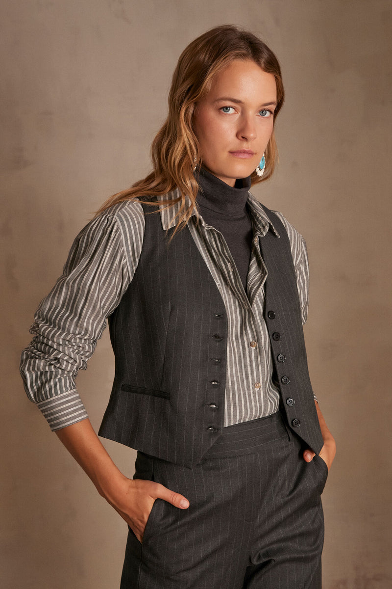 SIMEON STRIPED TAILORED WAISTCOAT