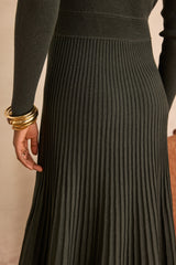 MARTIKA PINE GREEN PLEATED KNIT DRESS