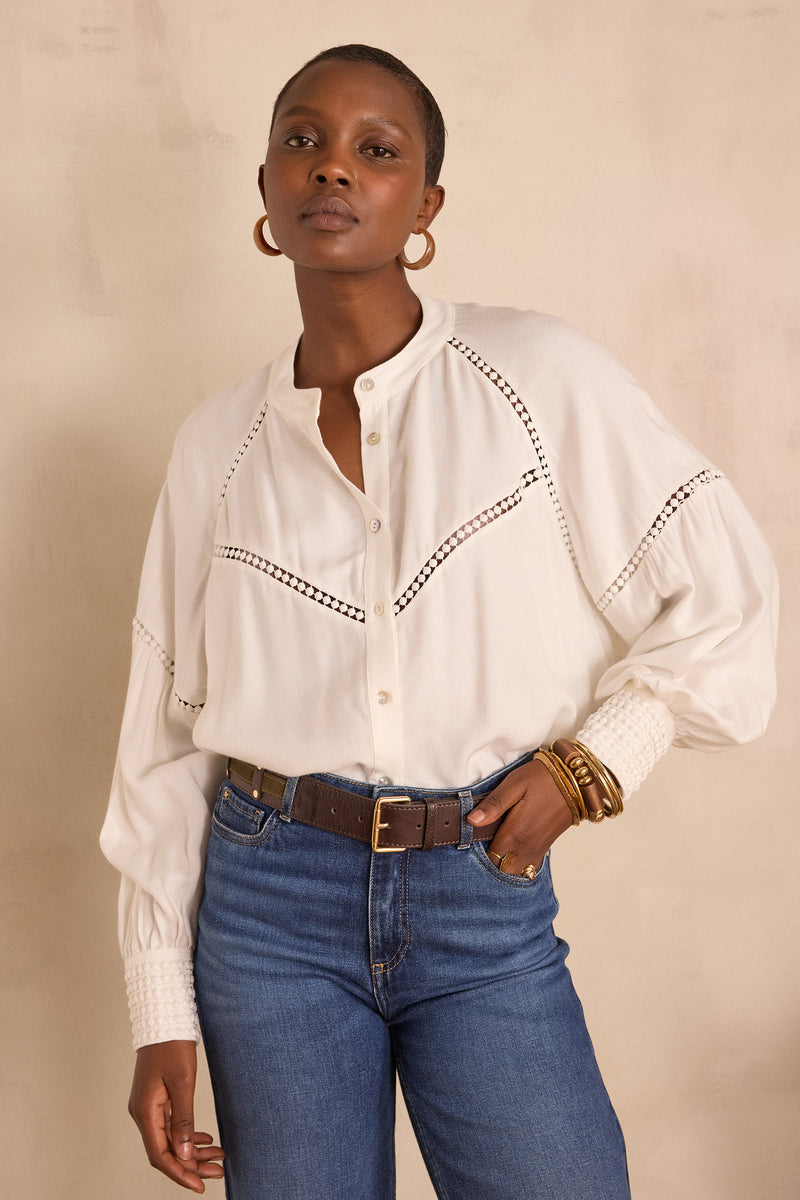 BELINDA ECRU EMBROIDERED BLOUSE