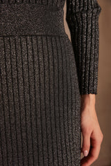 ELINE SILVER GLITTERY KNIT SKIRT