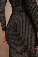 ELINE SILVER GLITTERY KNIT SKIRT