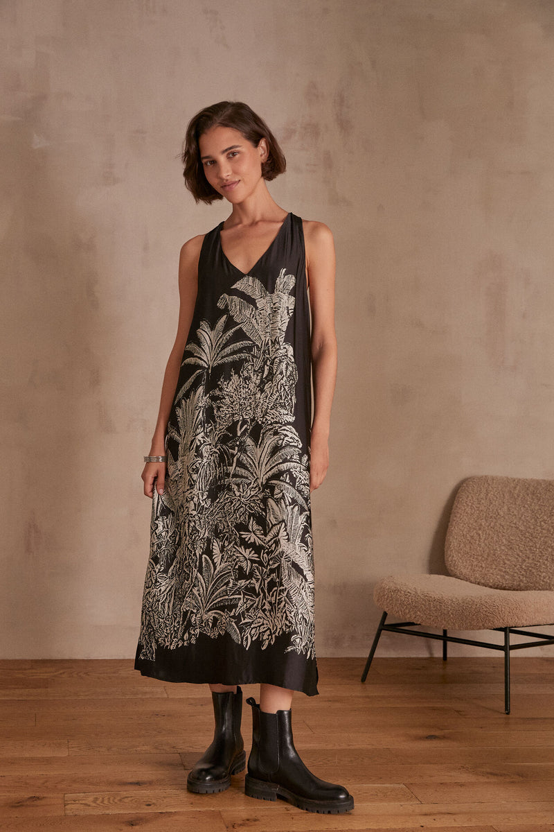 MUGUET SILKY PRINTED SLEEVELESS DRESS